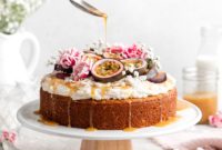Lush Triple Coconut Cake with Zesty Passion Fruit Caramel