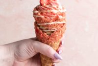 Strawberry Crunch No-Bake Cheesecake Waffle Cones
