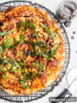 Prosciutto, goat cheese, and balsamic reduction are added to your typical pizza, and then baked in a cast iron pan to create a pizzeria style pizza at home!