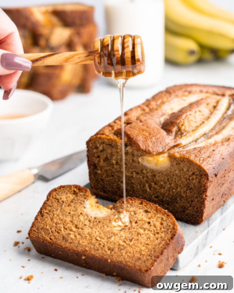 Moist and delicious golden banana bread is made with browned butter and bourbon, and baked to perfection.