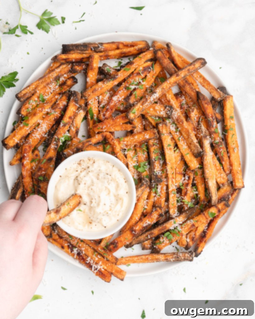 Sweet potato strips soaking in cold water