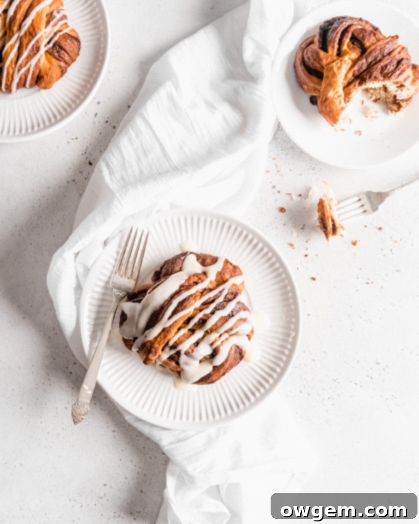 Beautiful cinnamon buns that are knotted into babka knots