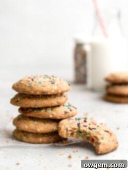 Delicious and colorful funfetti cookies with rainbow sprinkles.
