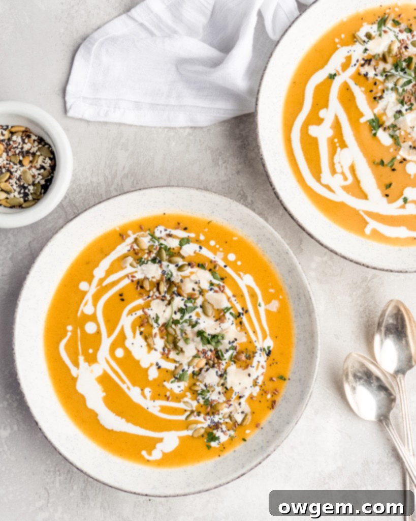 This Bourbon Butternut Squash Soup features both sweet and savory elements, and is super easy to make for a cozy fall meal.