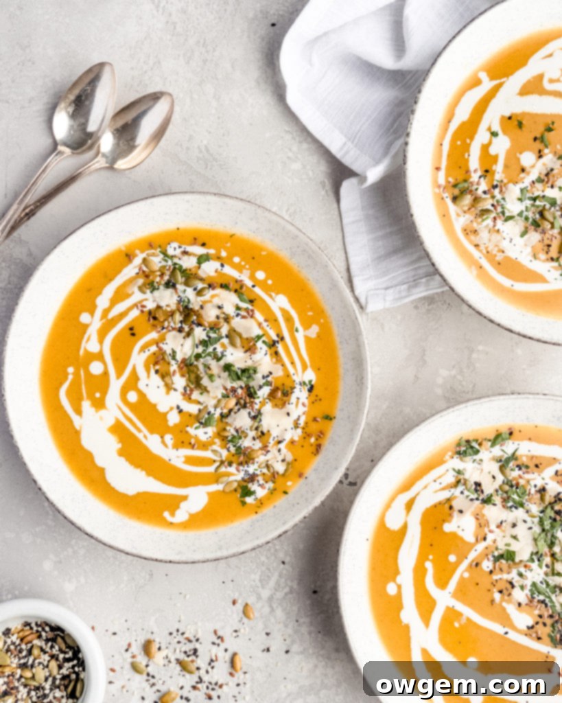 The unique flavors of bourbon add depth and warmth to this butternut squash soup, making it truly special.
