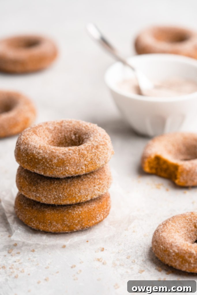 These easy to make Baked Pumpkin Donuts are covered in a cinnamon sugar coating.