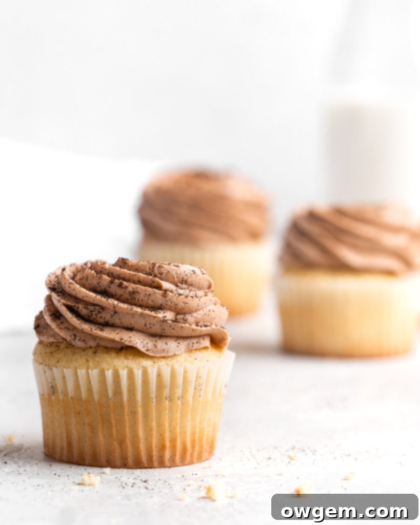 These fluffy cardamom cupcakes are topped with a creamy espresso buttercream