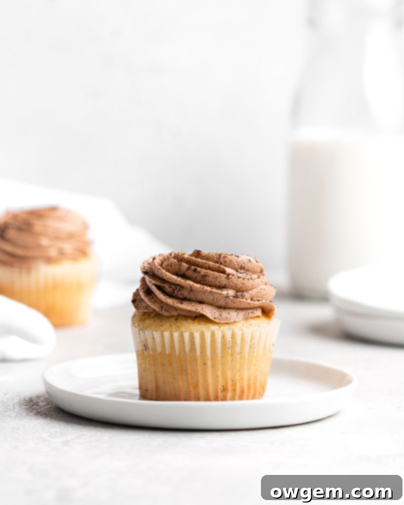 These fluffy cardamom cupcakes are topped with a creamy espresso buttercream