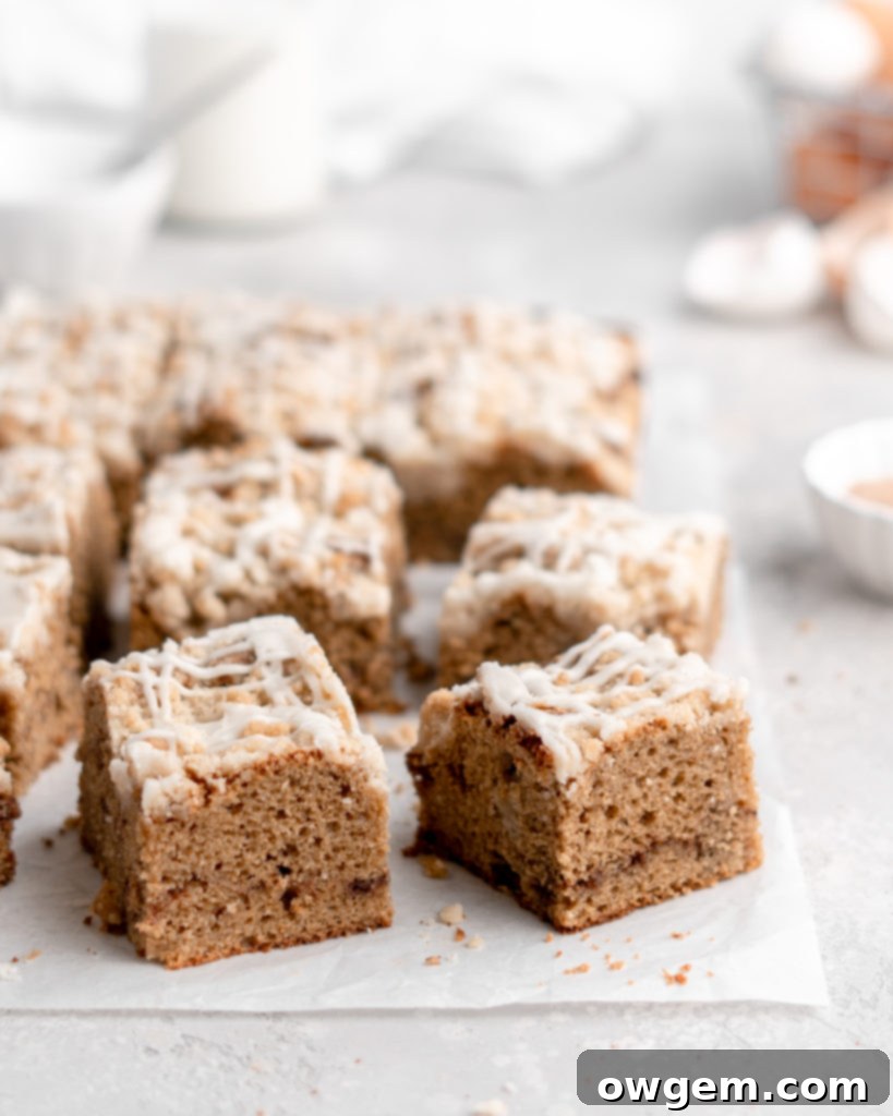 This Apple Cinnamon Spice Cake features a moist, perfectly-spiced cake that is speckled with apples and topped with a buttery streusel topping, perfect for fall