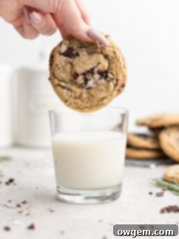These Rosemary Chocolate Chunk Cookies are perfectly chewy and sweet, with a hint of evergreen flavor from the rosemary