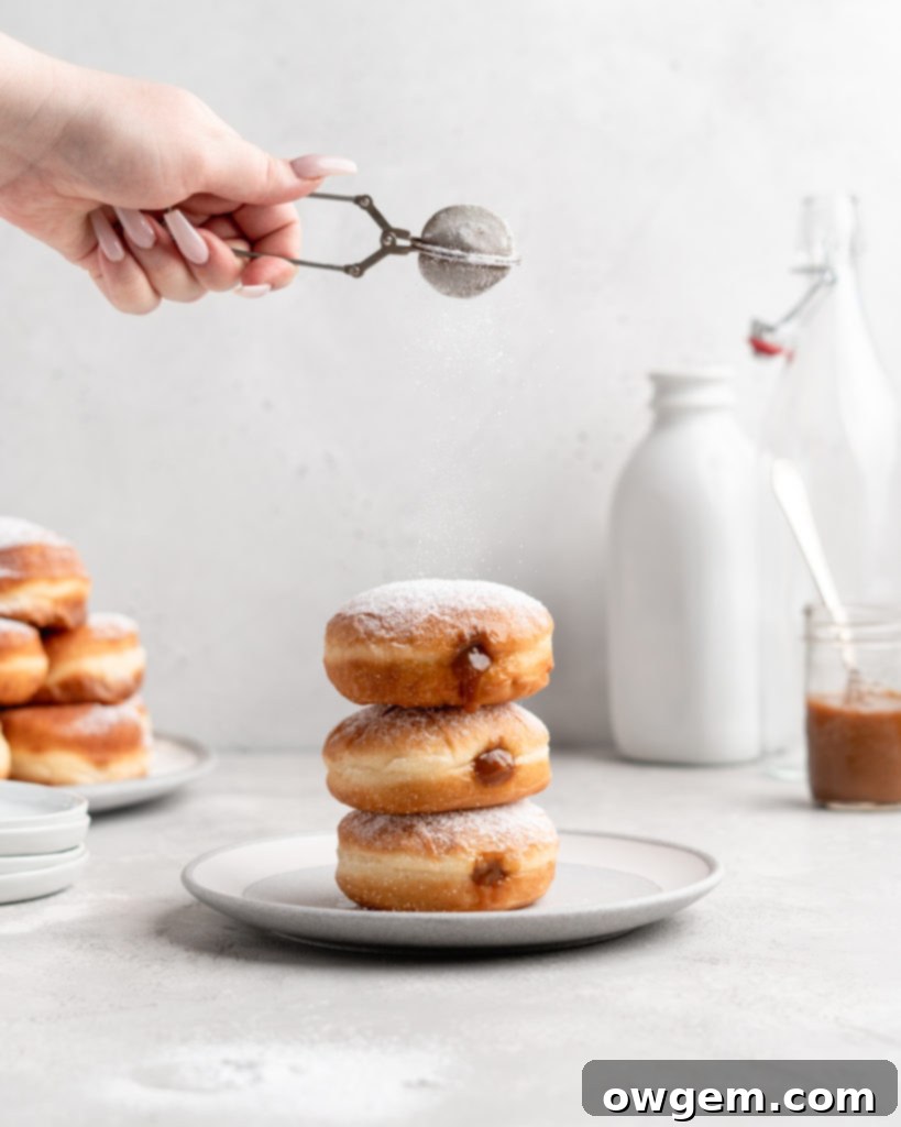 Filled with creamy, deeply sweet dulce de leche, these filled yeast donuts are crazy delicious