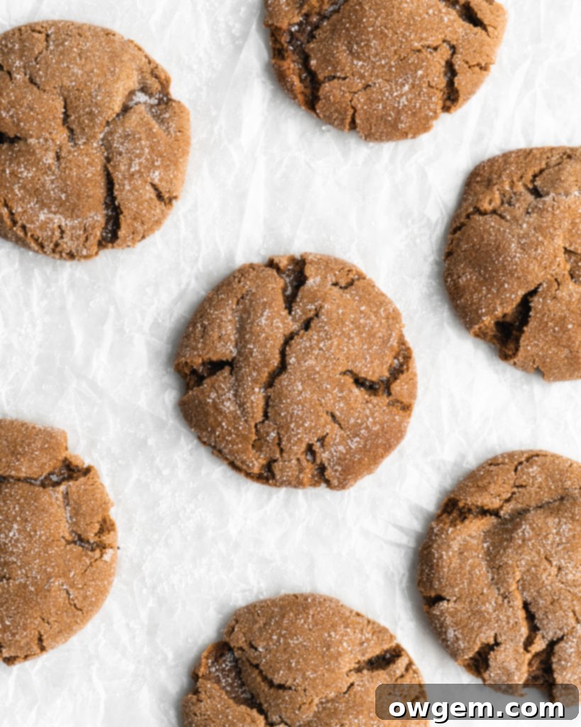Super chewy and full of Christmas flavor, these crackly topped Cardamom Gingerbread Molasses Cookies are a breeze to make!