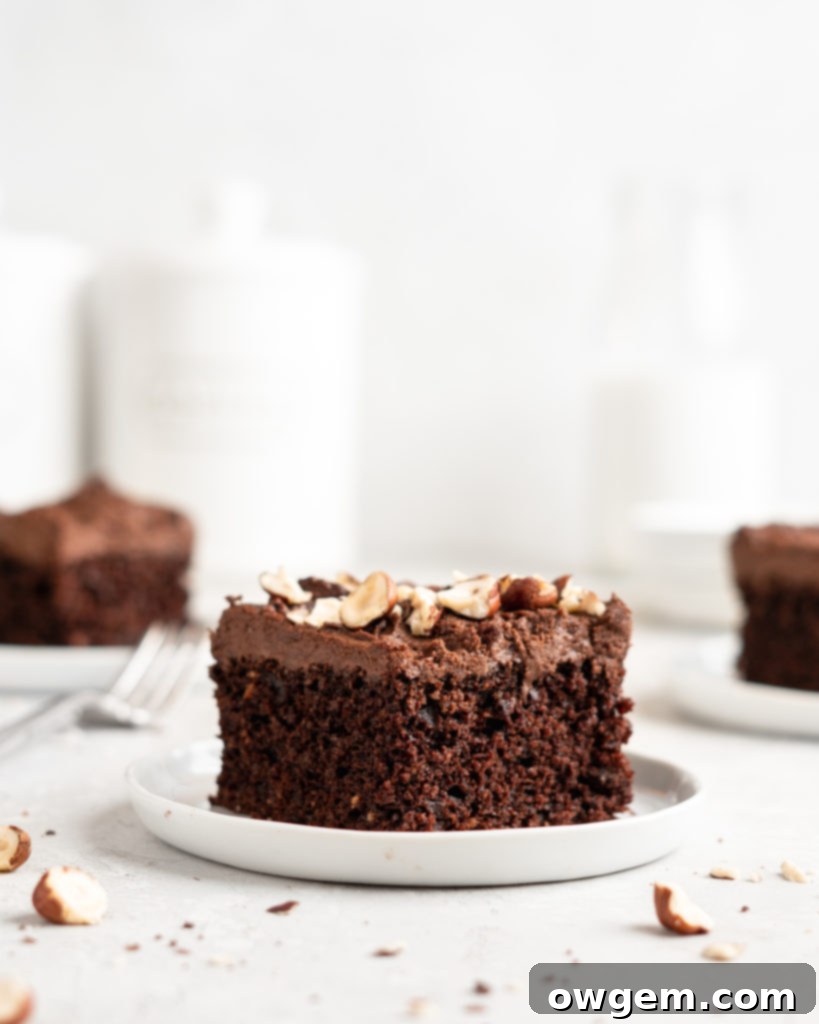 Freshly baked chocolate hazelnut sheet cake cooling on a wire rack before being frosted, showing its perfectly risen and even surface.