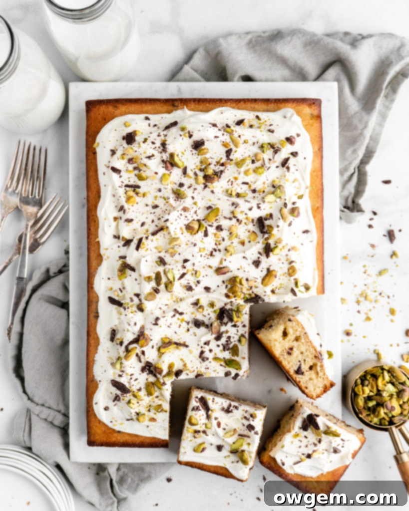 Another perspective of the Cannoli Cake, perhaps a cross-section showing the chocolate pieces within the cake itself.