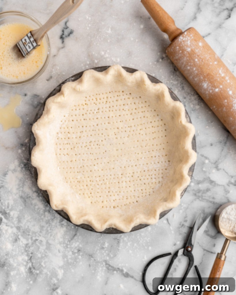 flaky pie crust ready for filling