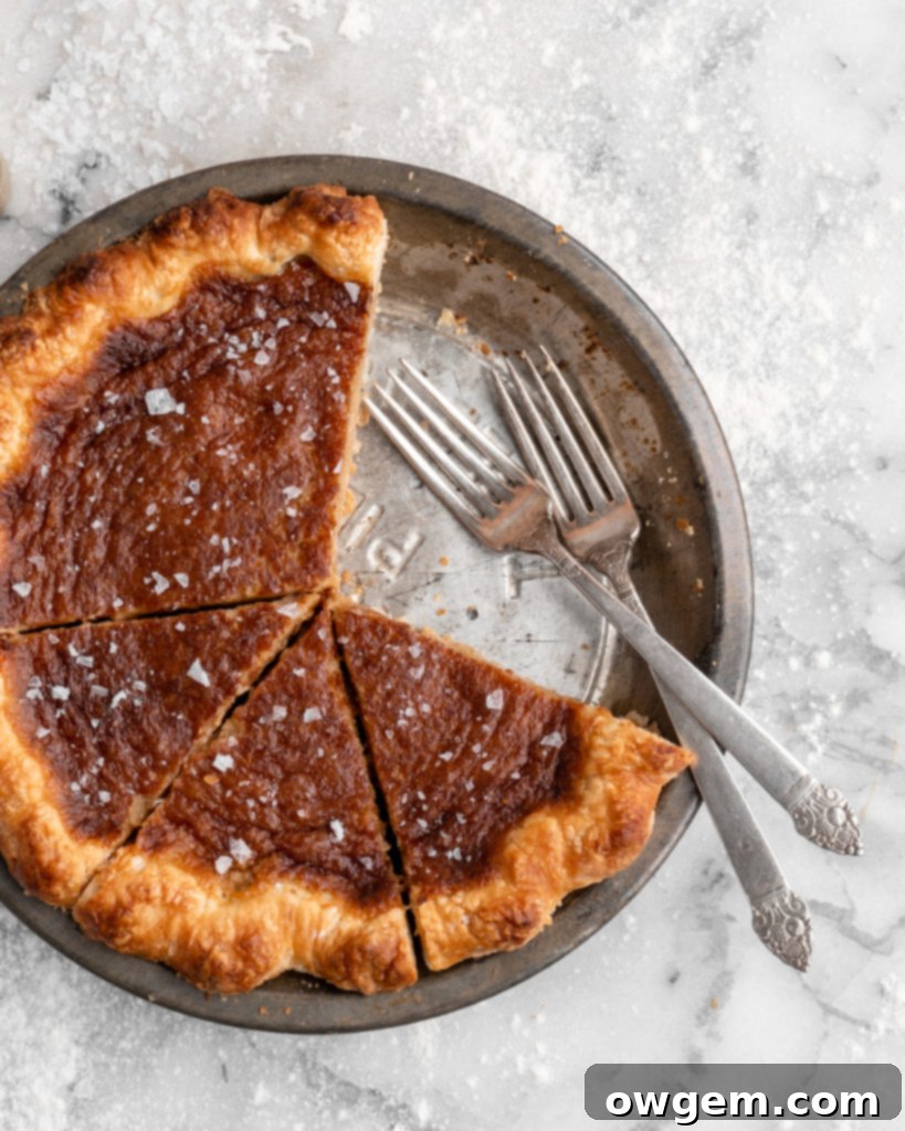 Rich and creamy French Canadian Sugar Pie close up