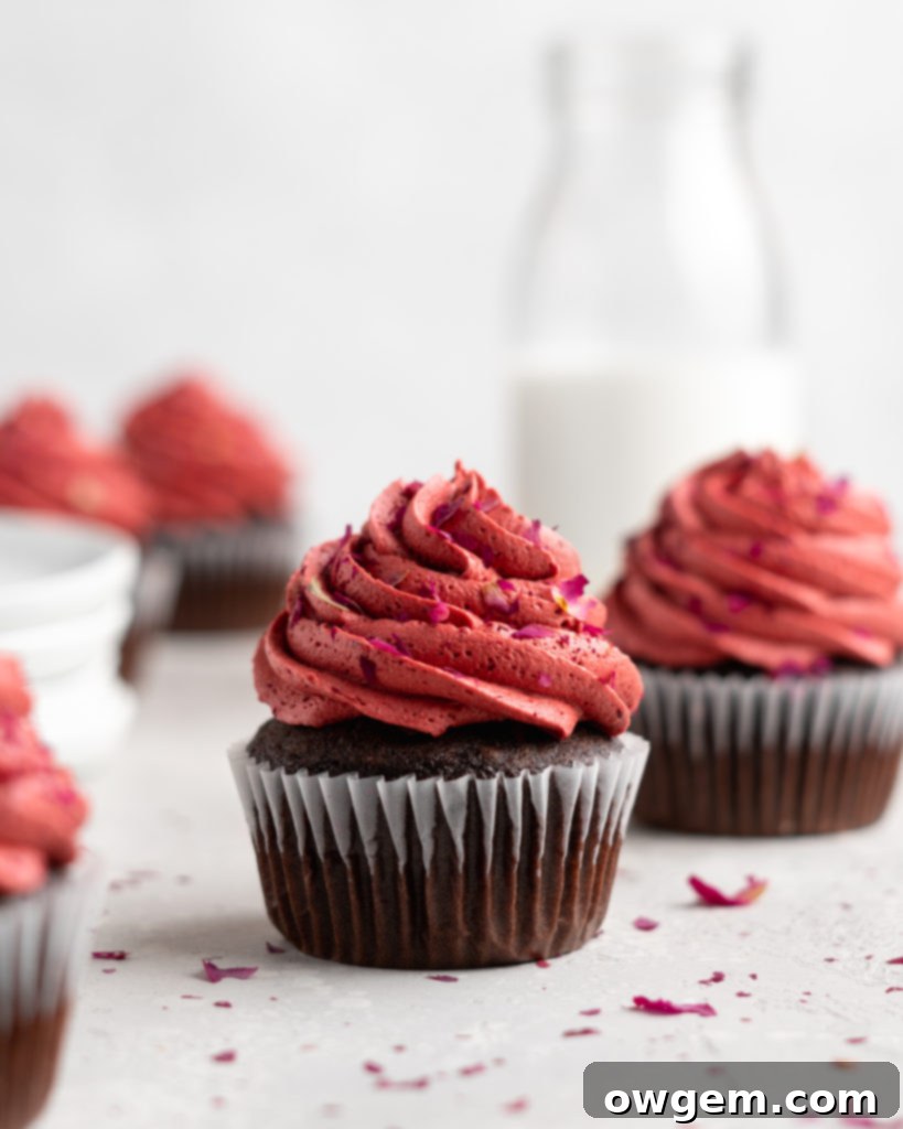 Rich chocolate cupcake batter ready for baking, showcasing the perfect texture achieved by blooming cocoa