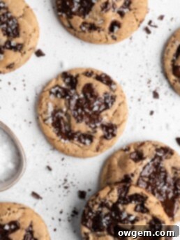 Chewy center, crispy outside brown butter chocolate chip cookies are filled with pools of creamy chocolate