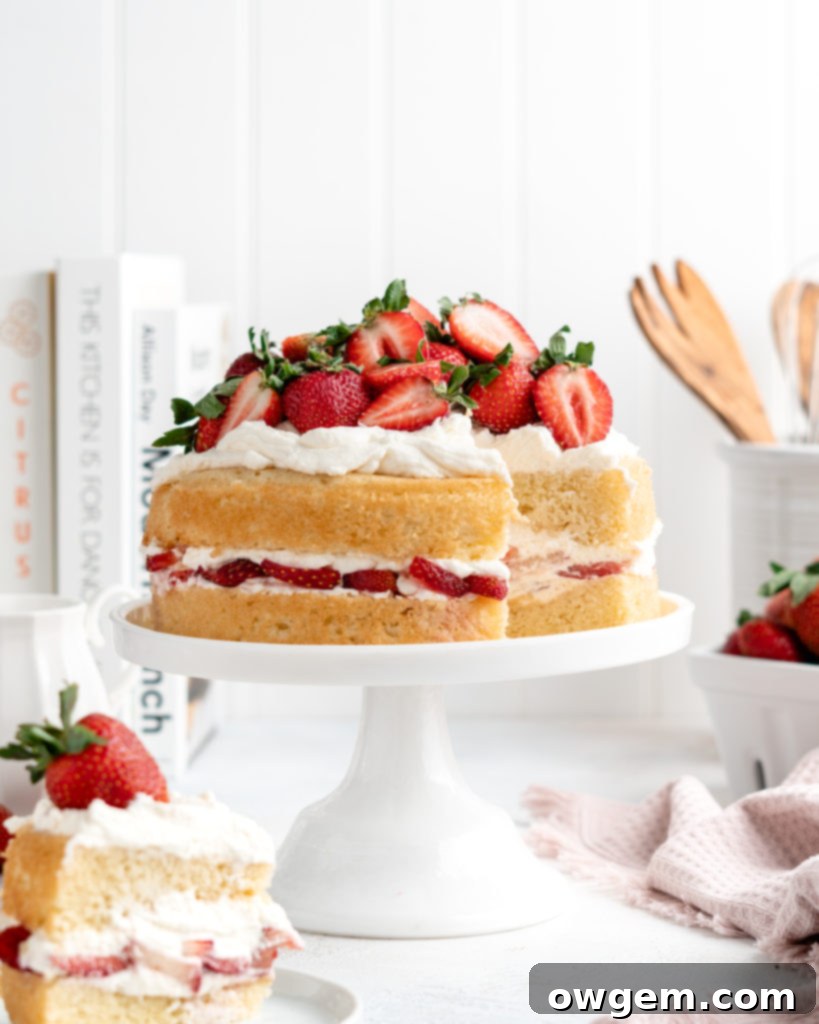 Freshly whipped mascarpone cream being prepared, a key component for the Strawberry Shortcake Layer Cake filling