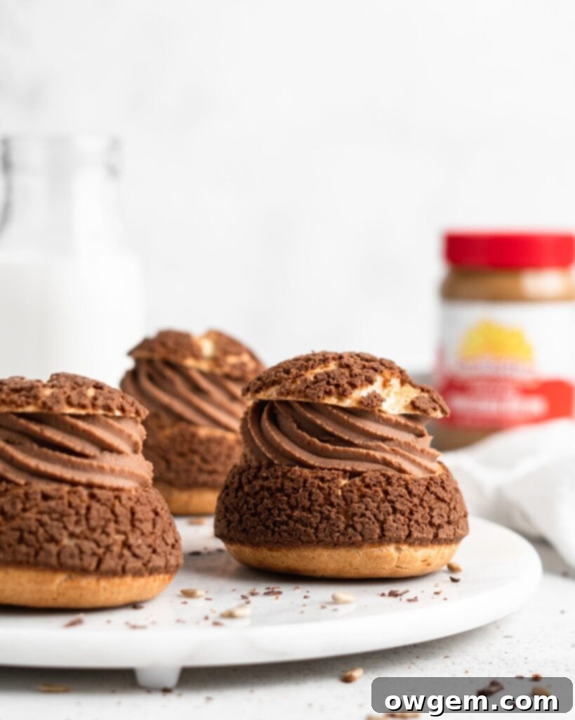A stunning spread of SunButter Milk Chocolate Cream Puffs, ready to be served