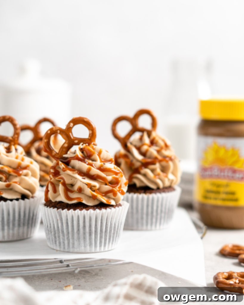 Ingredients for the pretzel base — crushed pretzels, sugar, and melted butter — gathered and ready for pressing into cupcake liners.