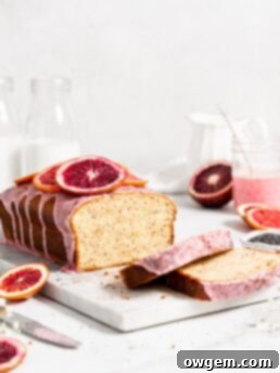 Blood Orange Poppy Seed Loaf with blood orange glaze