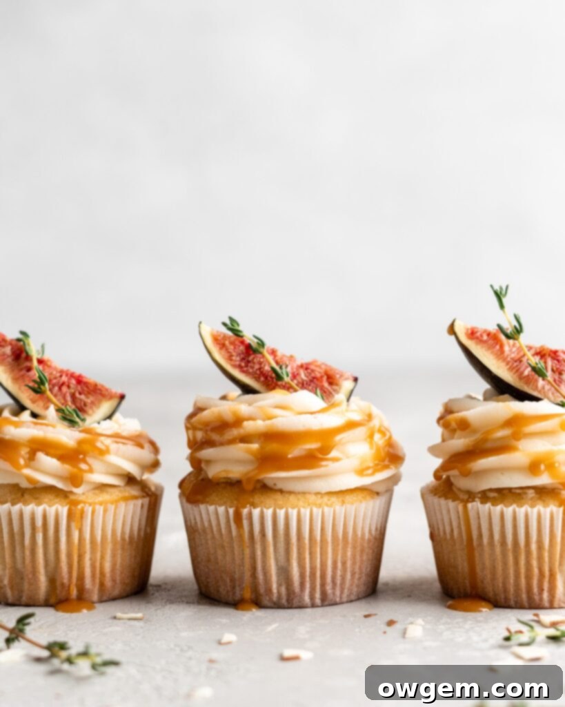 Bourbon Almond Cupcakes drizzled with bourbon salted caramel