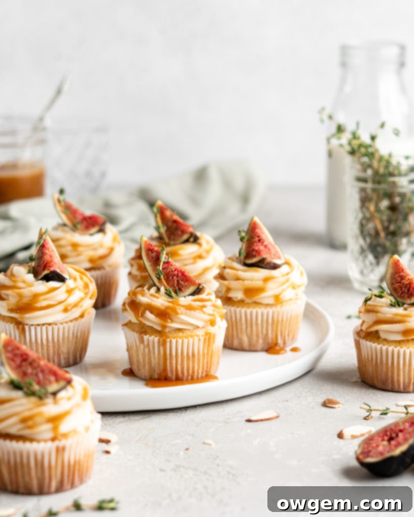 Bourbon Almond Cupcakes drizzled with bourbon salted caramel