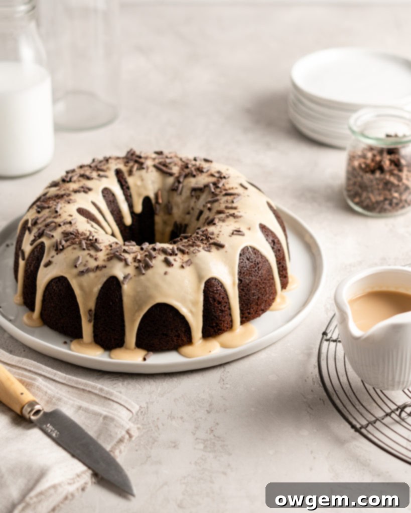 SunButter Mocha Bundt Cake slices, showing the delicate crumb