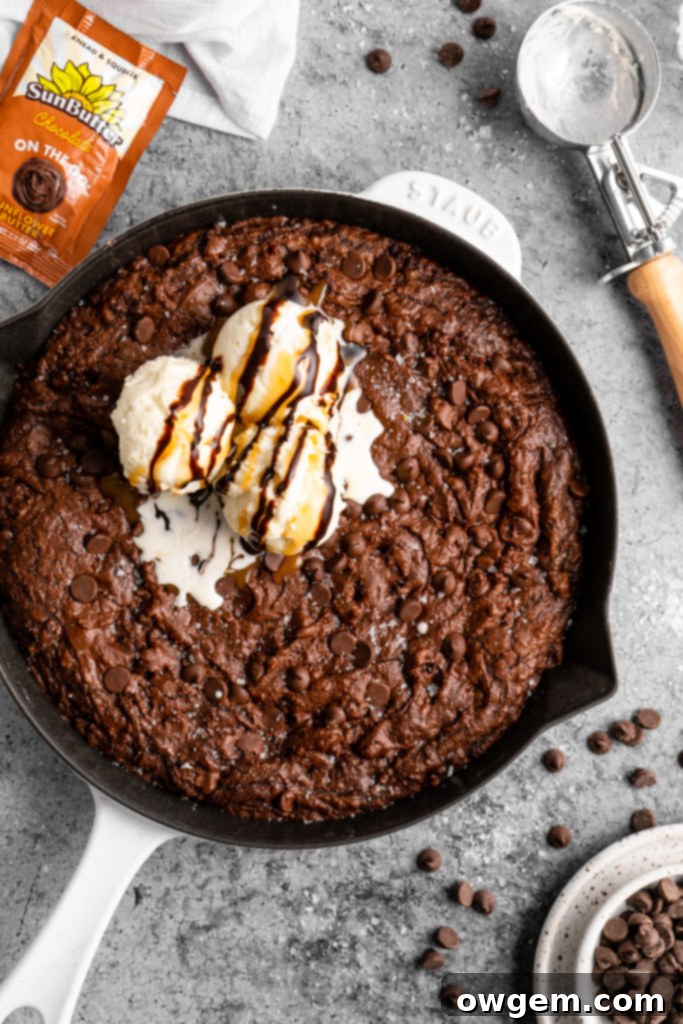 Ingredients for SunButter Triple Chocolate Brownie Skillet laid out on a table