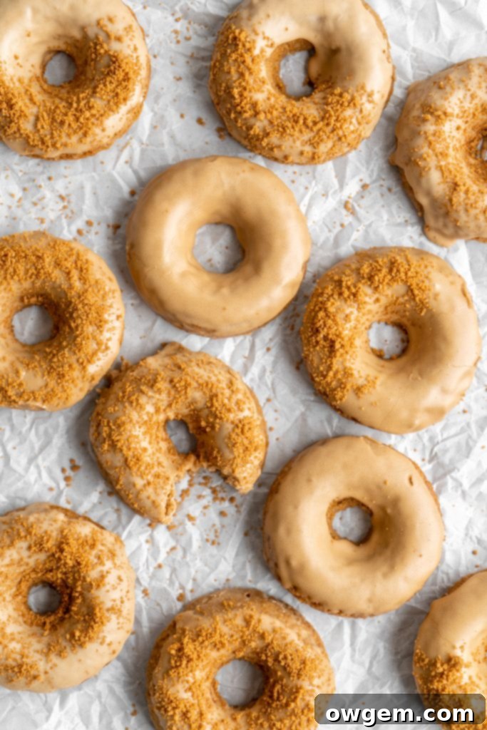 Coffee donuts with coffee glaze sprinkled with crushed biscoff cookies