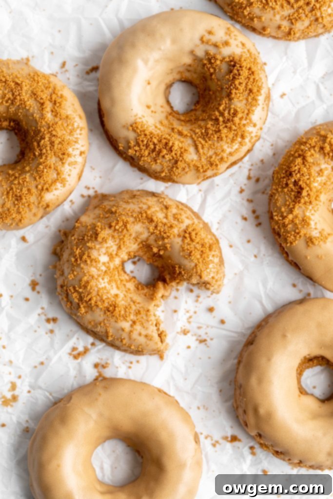 Coffee donuts with coffee glaze sprinkled with crushed biscoff cookies