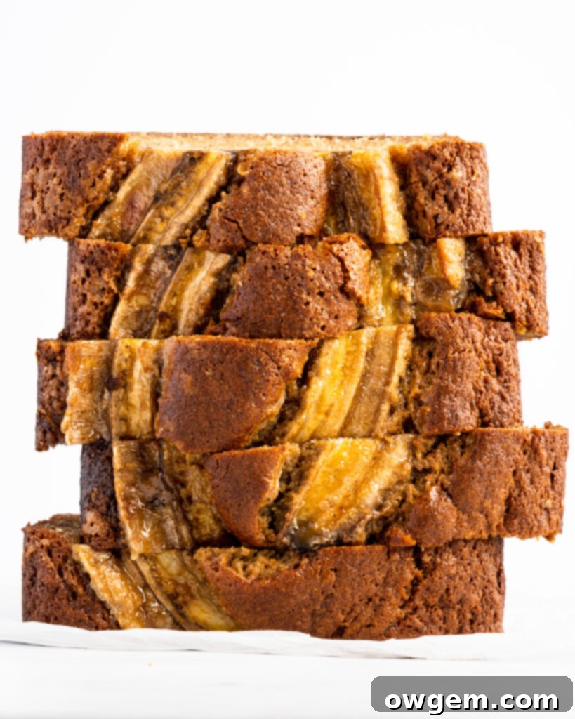 Moist and delicious golden banana bread is made with browned butter and bourbon, and baked to perfection.