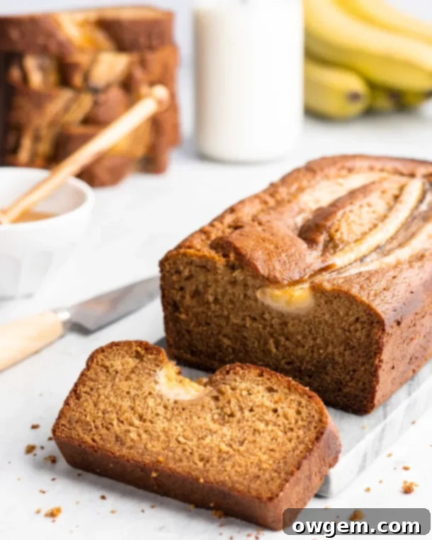 Moist and delicious golden banana bread is made with browned butter and bourbon, and baked to perfection.