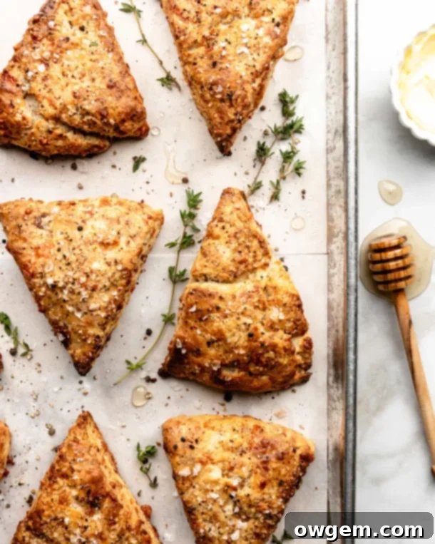 Perfectly baked golden-brown bacon gruyere breakfast scones
